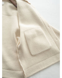 Knit Collar Coat （可折卸）針織領口綿綿微絨大衣/ JK8128