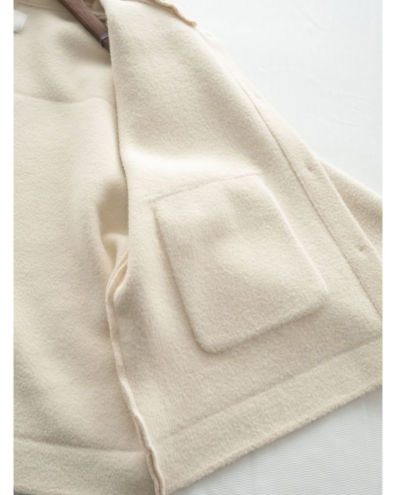 Knit Collar Coat （可折卸）針織領口綿綿微絨大衣/ JK8128