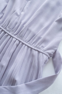 Lavender Pleated Dress 淡薰衣草搖曳波浪百褶連身裙 / DS1032