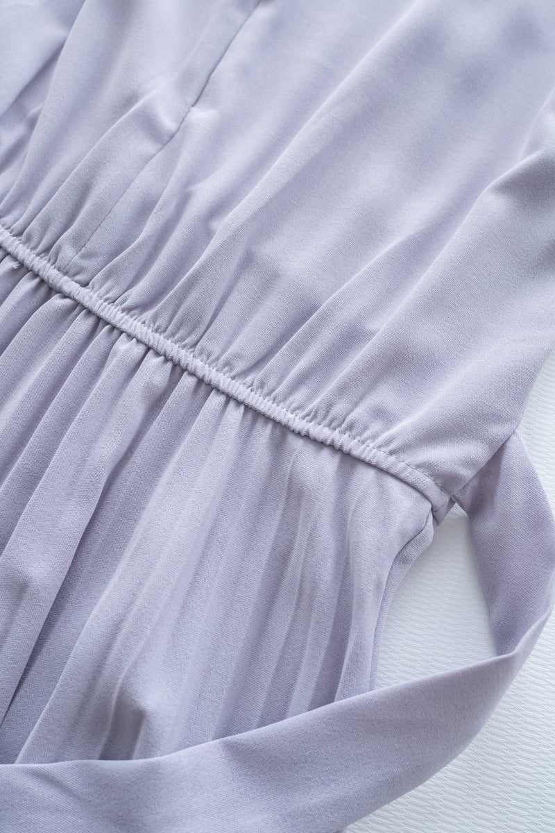 Lavender Pleated Dress 淡薰衣草搖曳波浪百褶連身裙 / DS1032