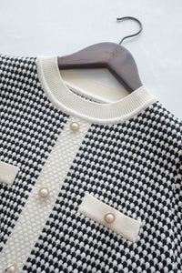 COCO Dress 優雅千鳥格紋黑色紗裙假兩件連身裙/ DS1033