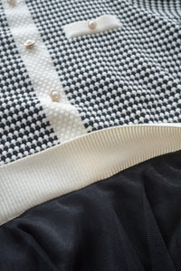 COCO Dress 優雅千鳥格紋黑色紗裙假兩件連身裙/ DS1033