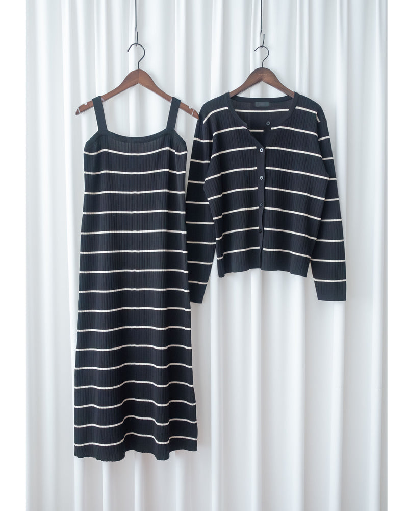 Stripe Set 直身顯瘦連外套條紋套裝 / SE8098