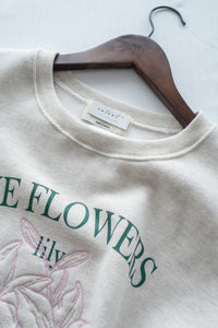 Embroidery Lily Top  花朵刺繡印花衛衣/ TP9196