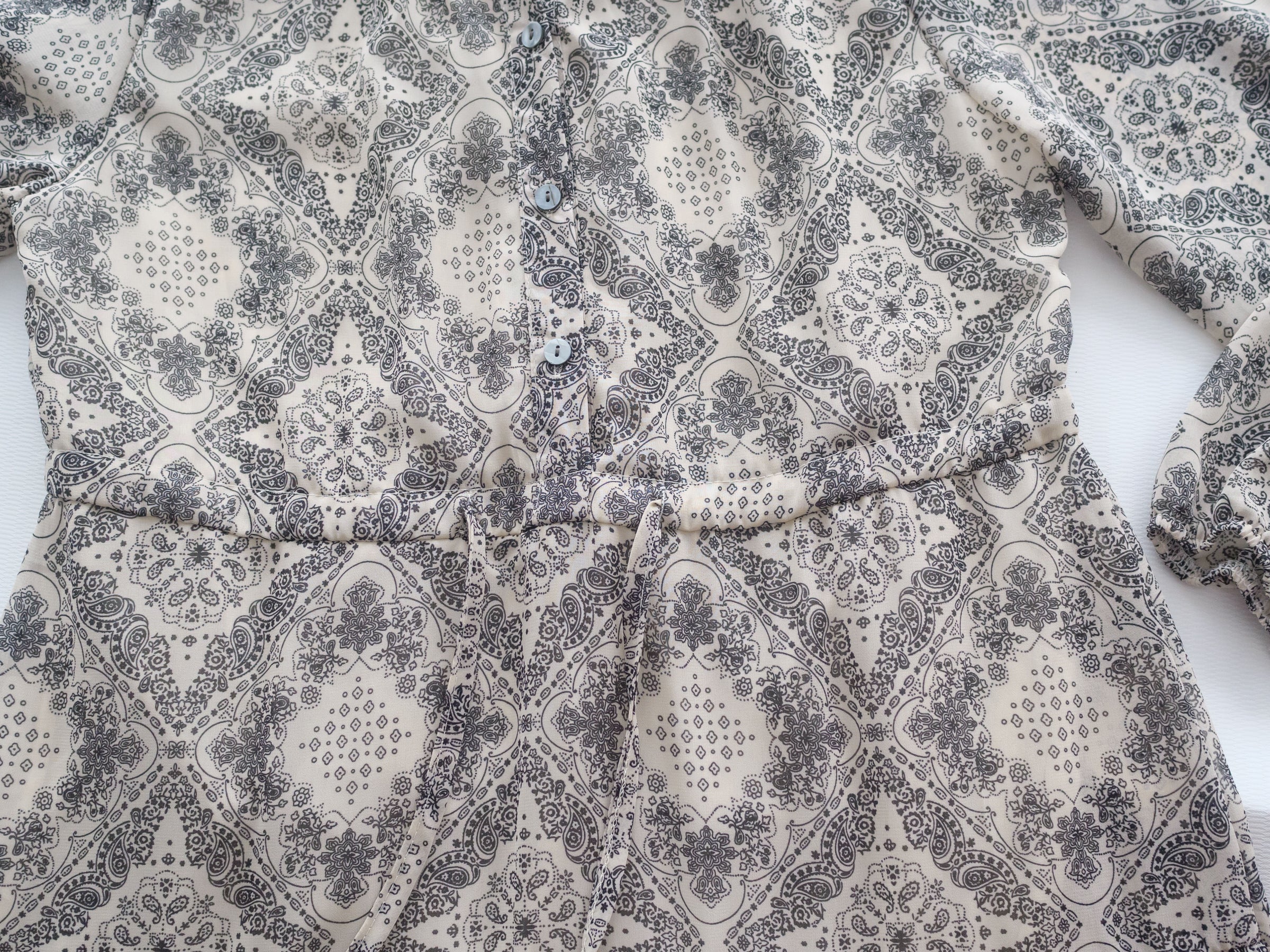 【intent X Korea label】Geometric Dress 菱格圖騰印雪紡連身裙/ DS1046