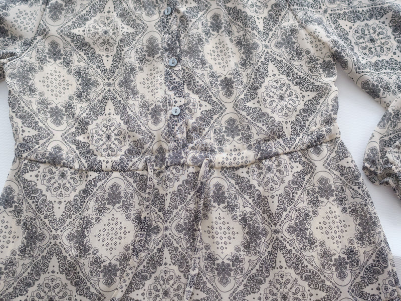 【intent X Korea label】Geometric Dress 菱格圖騰印雪紡連身裙/ DS1046