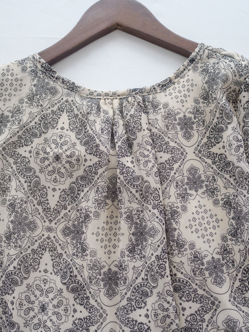 【intent X Korea label】Geometric Dress 菱格圖騰印雪紡連身裙/ DS1046