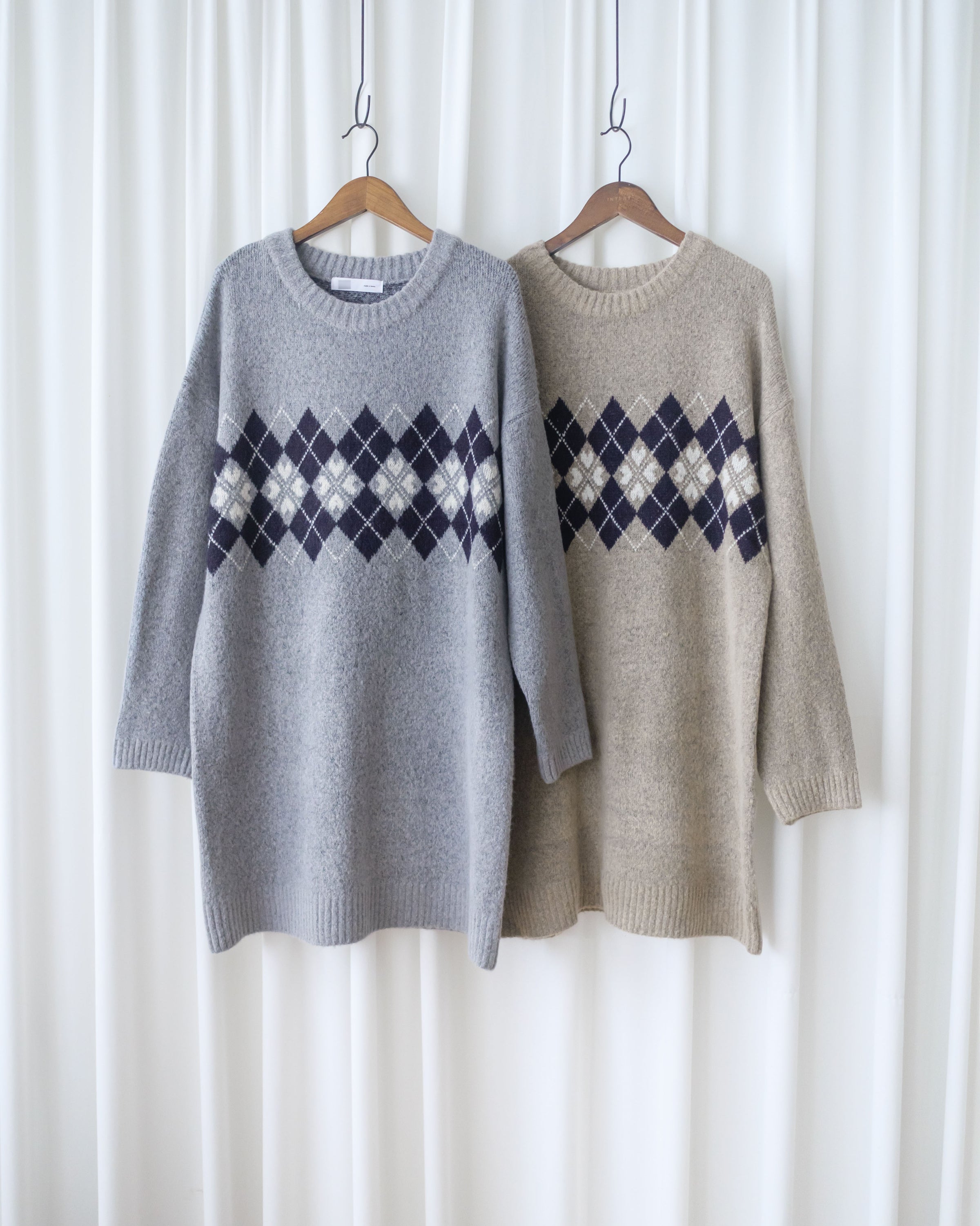 Rhombus Knit Dress 棉棉柔軟親膚英倫花瓣針織連身裙/ KT8188