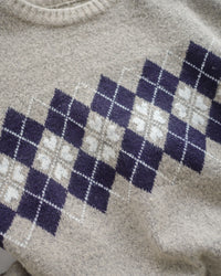 Rhombus Knit Dress 棉棉柔軟親膚英倫花瓣針織連身裙/ KT8188