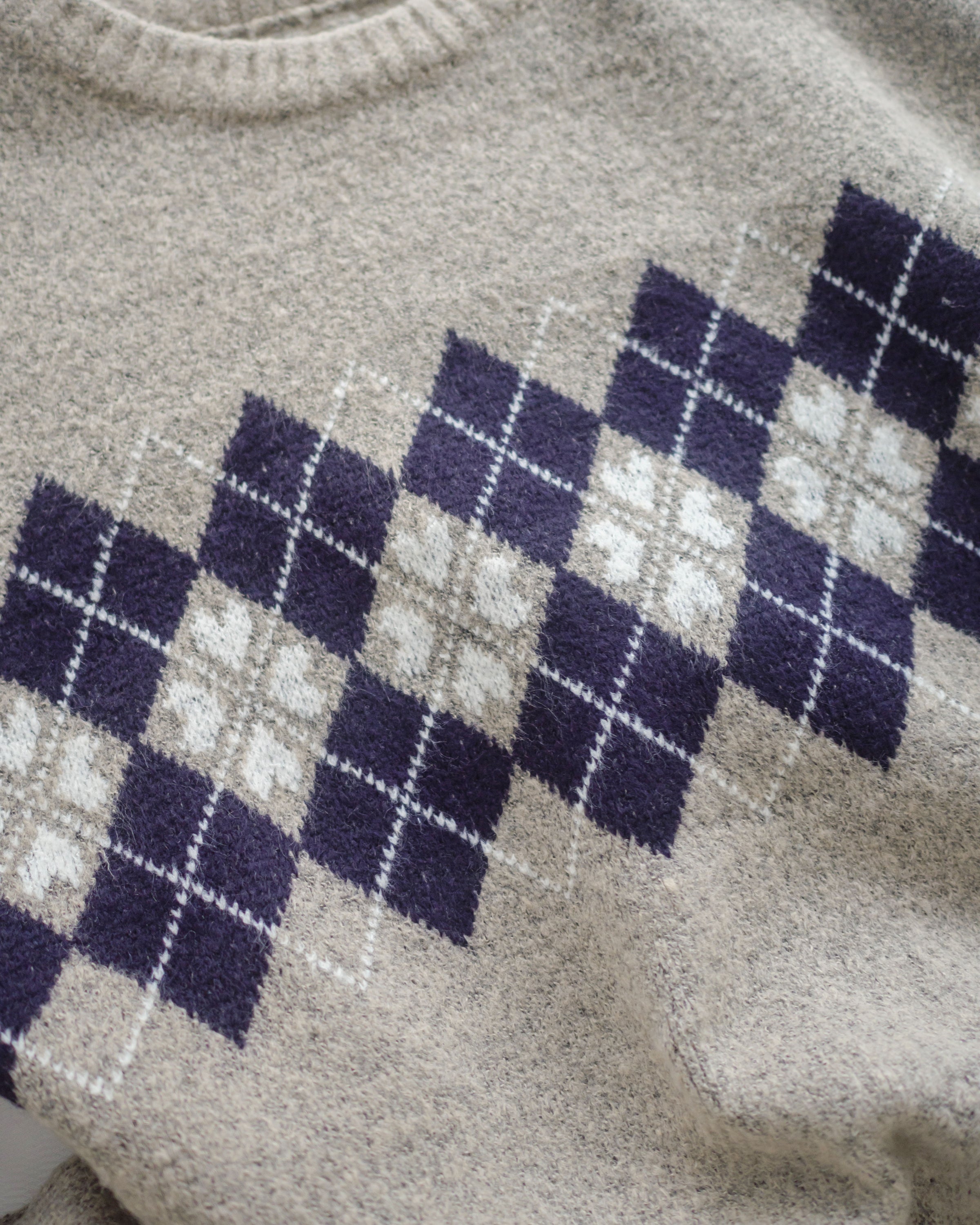 Rhombus Knit Dress 棉棉柔軟親膚英倫花瓣針織連身裙/ KT8188