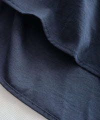 Navy Dress 輕紗圓領假兩件設計傘形連身裙/ DS1042