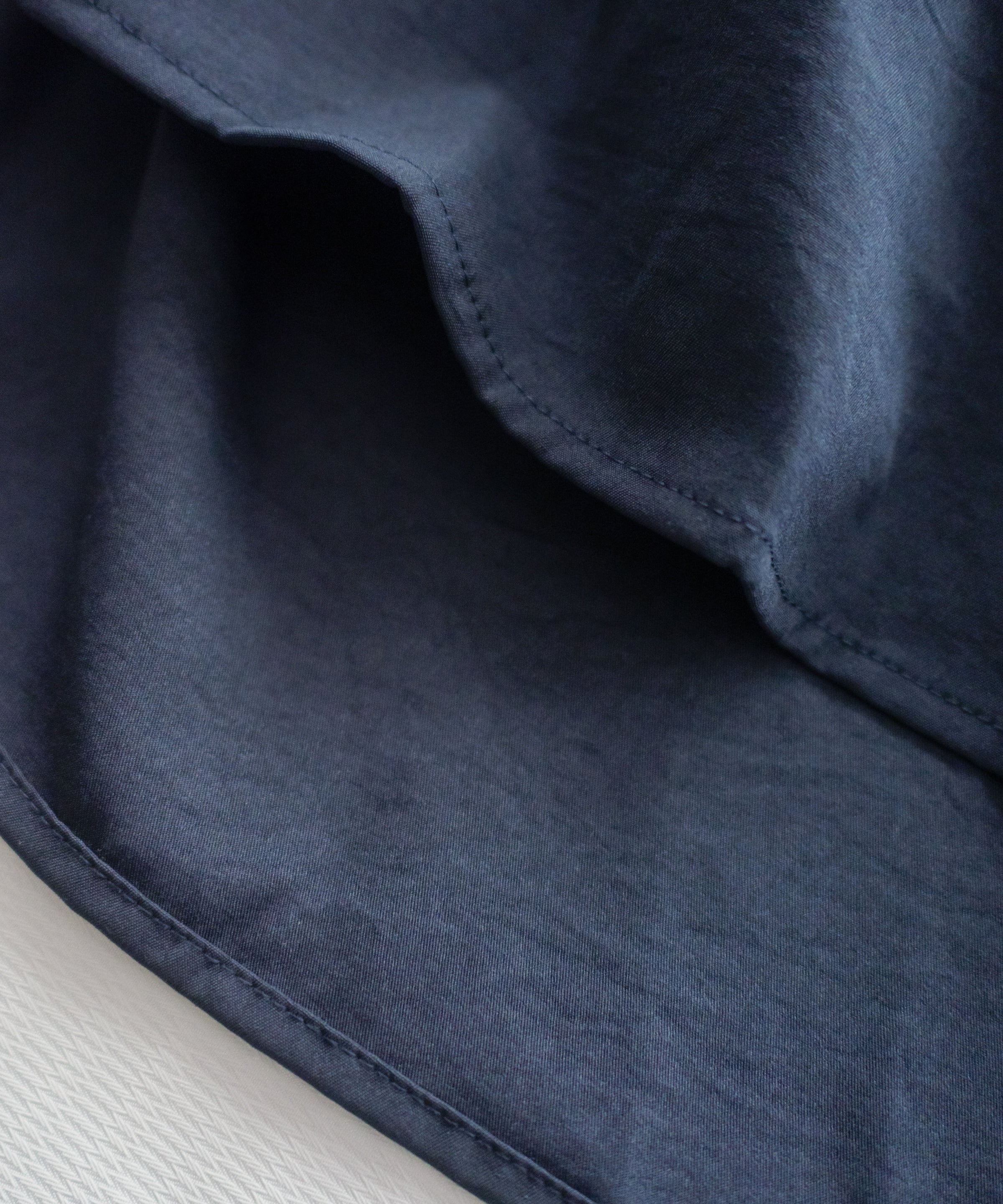 Navy Dress 輕紗圓領假兩件設計傘形連身裙/ DS1042