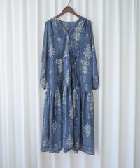 Midnight Snowflake Dress 午夜藍色雪花防皺雪紡修腰連身裙 / DS1045（pre-order)