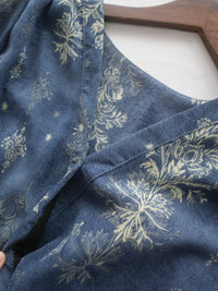 Midnight Snowflake Dress 午夜藍色雪花防皺雪紡修腰連身裙 / DS1045（pre-order)