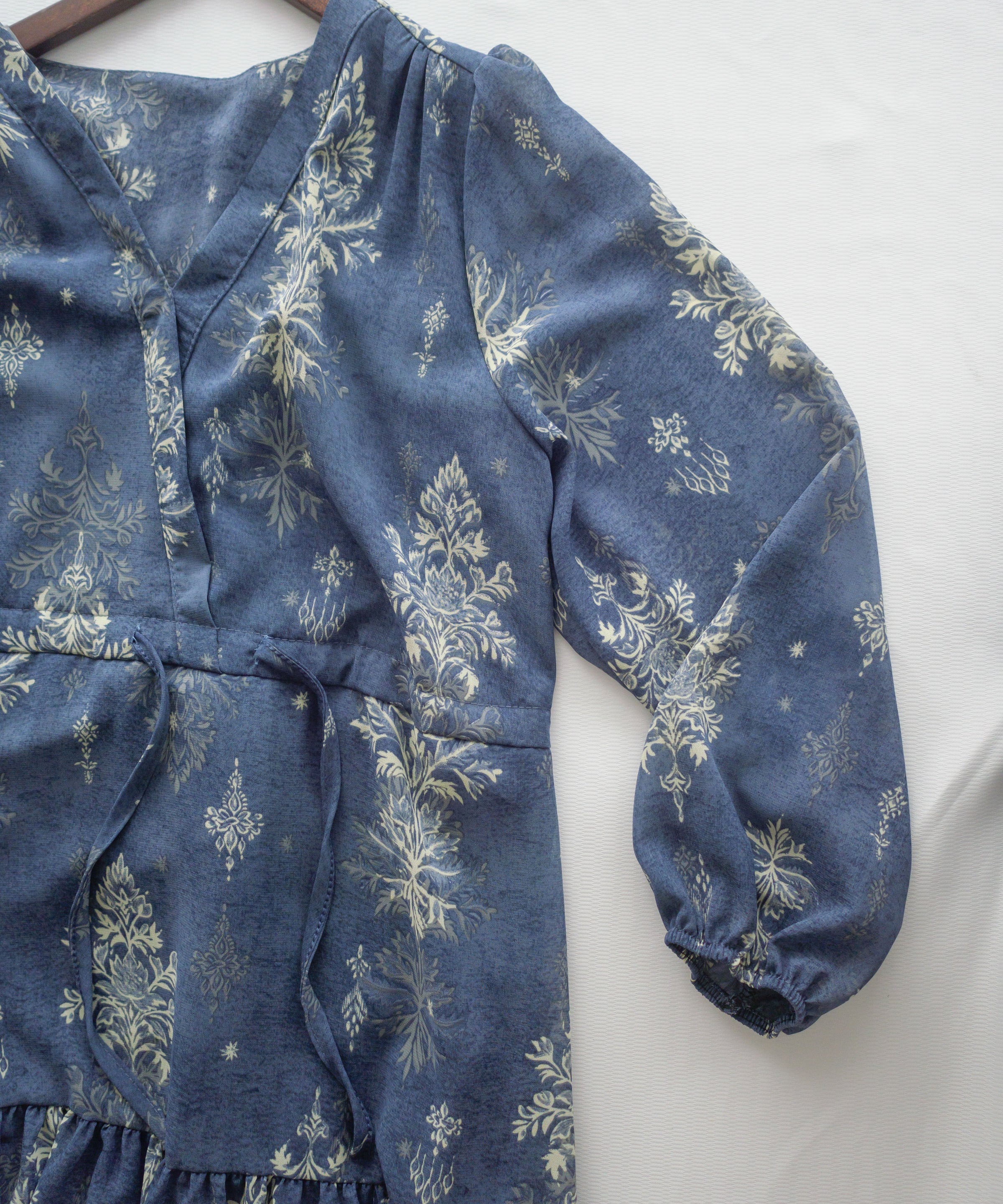 Midnight Snowflake Dress 午夜藍色雪花防皺雪紡修腰連身裙 / DS1045（pre-order)