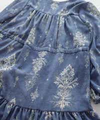 Midnight Snowflake Dress 午夜藍色雪花防皺雪紡修腰連身裙 / DS1045（pre-order)