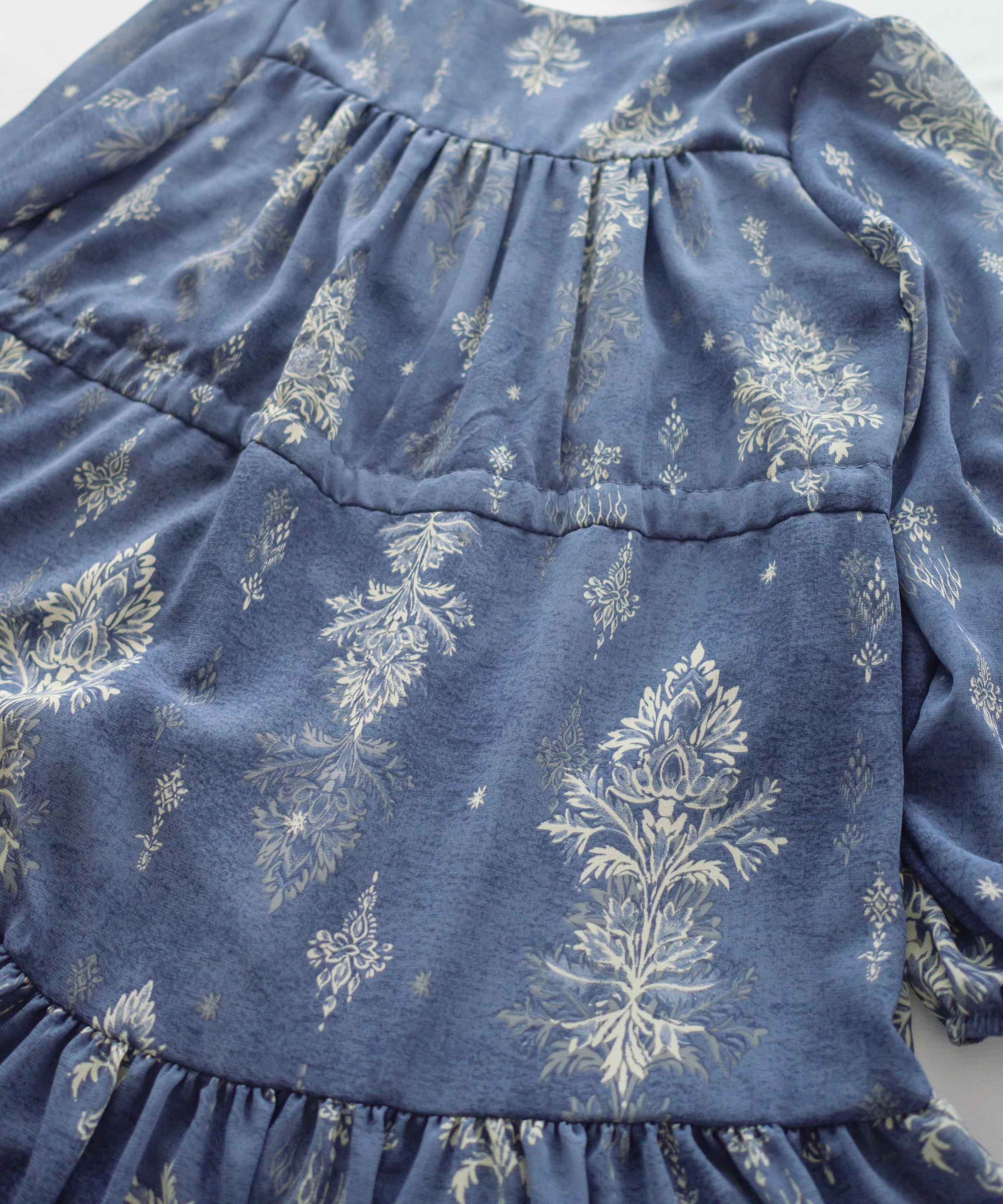 Midnight Snowflake Dress 午夜藍色雪花防皺雪紡修腰連身裙 / DS1045（pre-order)