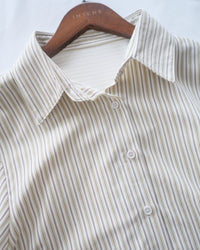 Stripe Shirt Set 不規則下擺針織背心條紋襯衫套裝/ SE9087