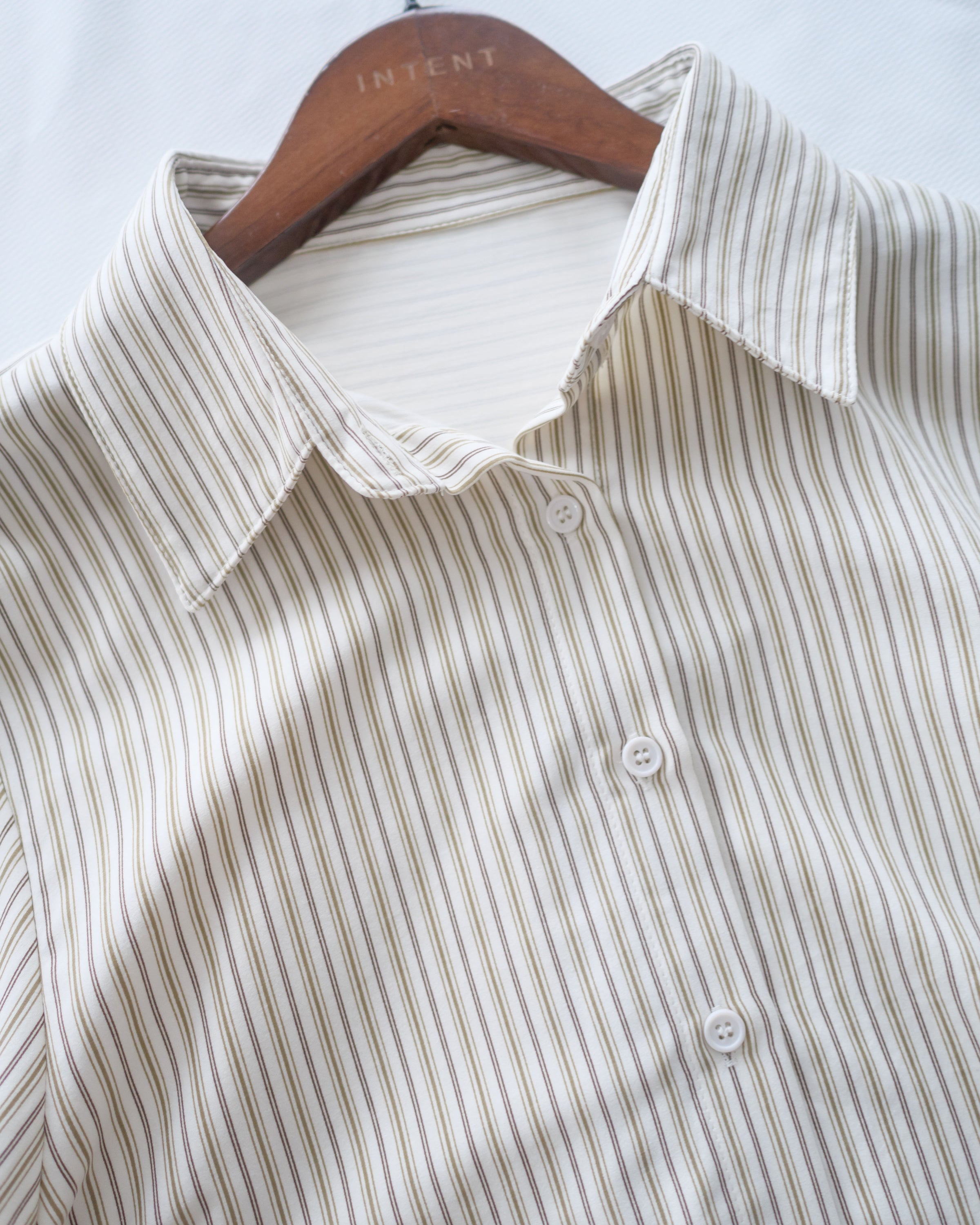 Stripe Shirt Set 不規則下擺針織背心條紋襯衫套裝/ SE9087