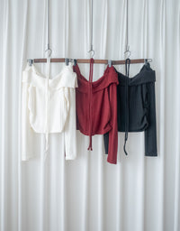 Off Collar Top 領口設計側車褶上衣/ TP9202