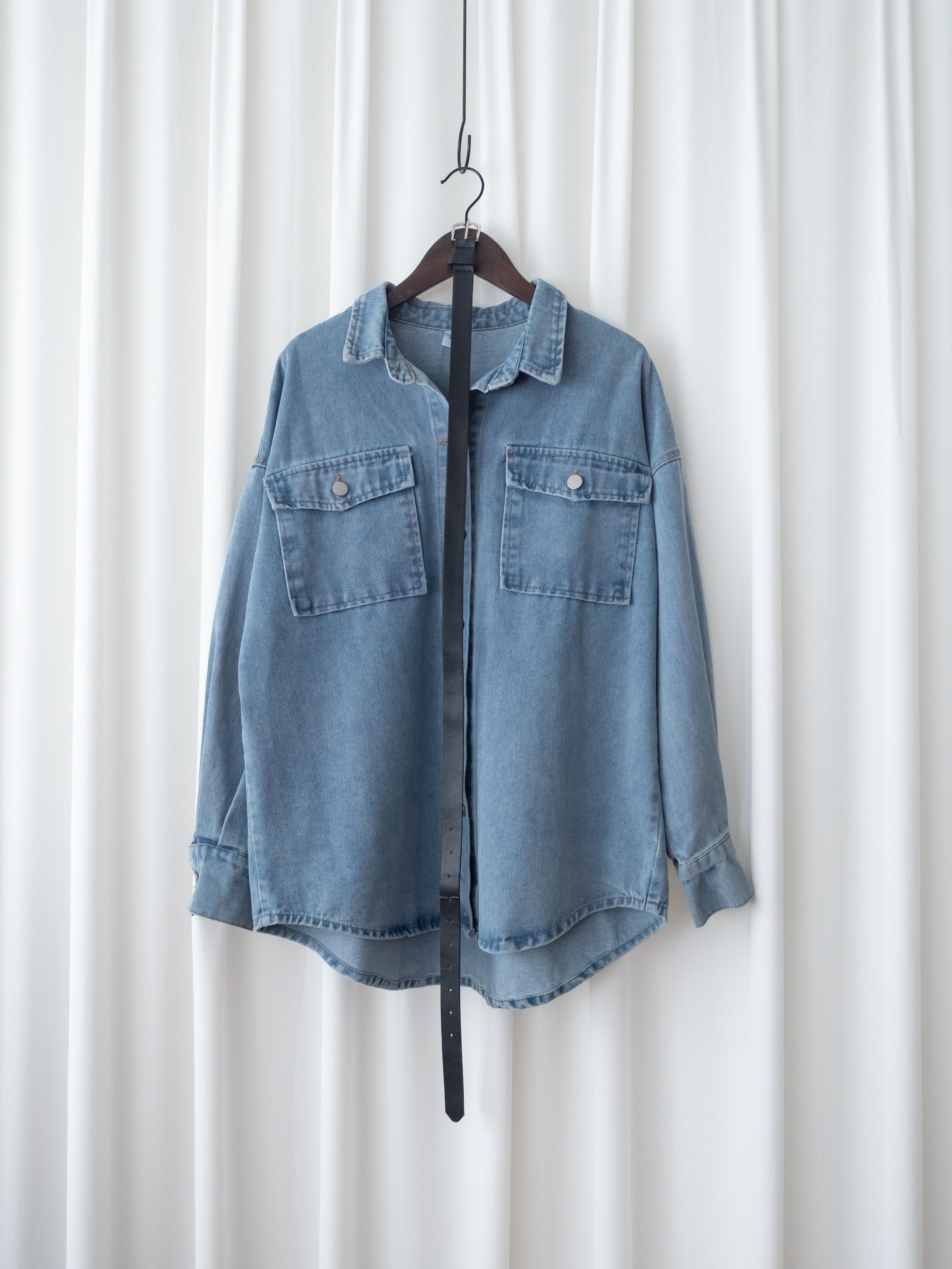 Denim Blouse 水洗牛仔一物兩用上衣（附送腰帶）/ BU9128