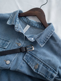 Denim Blouse 水洗牛仔一物兩用上衣（附送腰帶）/ BU9128