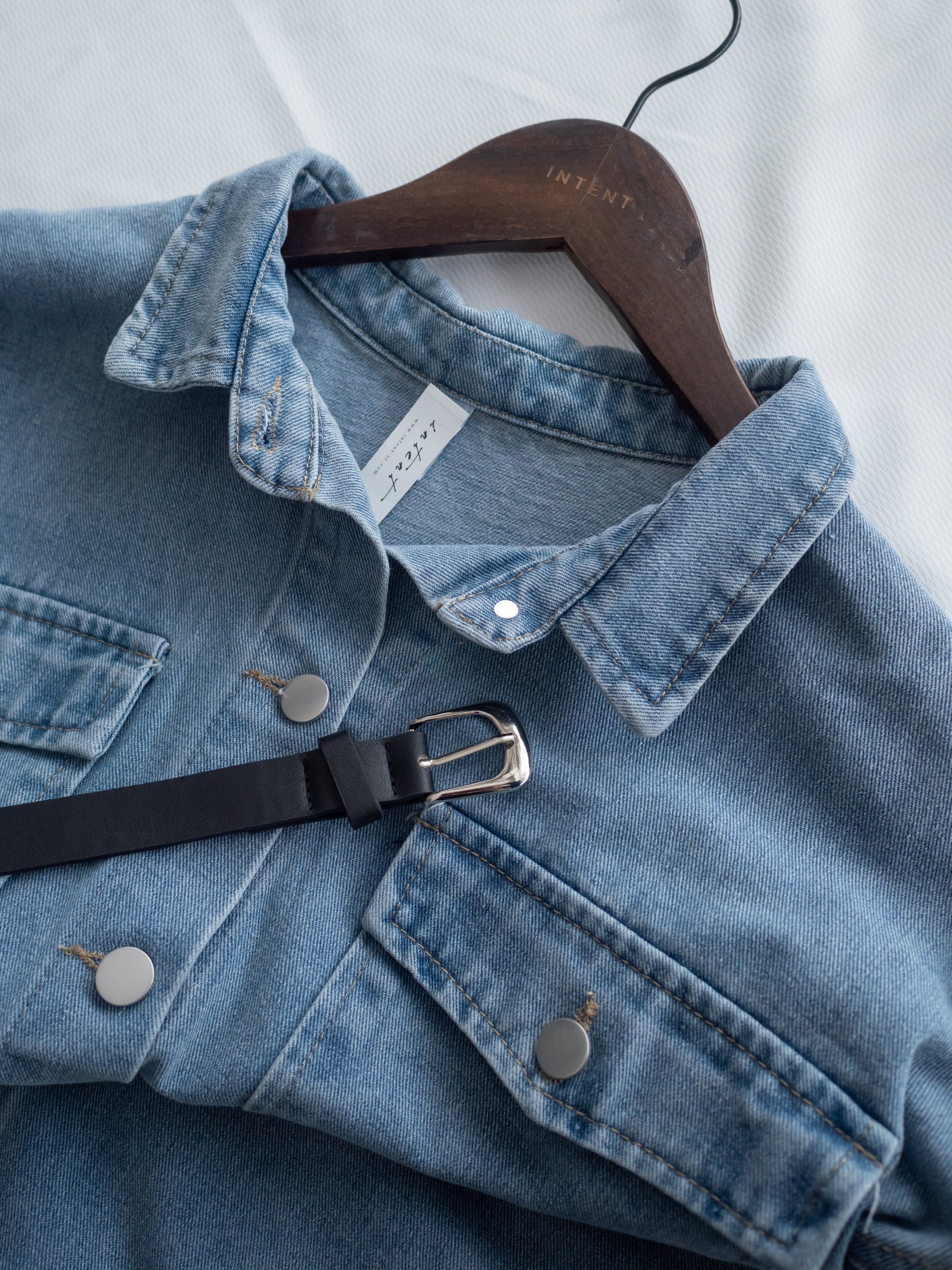 Denim Blouse 水洗牛仔一物兩用上衣（附送腰帶）/ BU9128