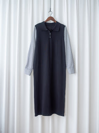 Spliced Dress 假兩件拼接條紋針織連衣裙 / DS1050