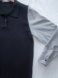 Spliced Dress 假兩件拼接條紋針織連衣裙 / DS1050