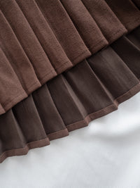 Brown Set 同色系針織背心百褶裙套裝（配送腰帶）/ DS1052