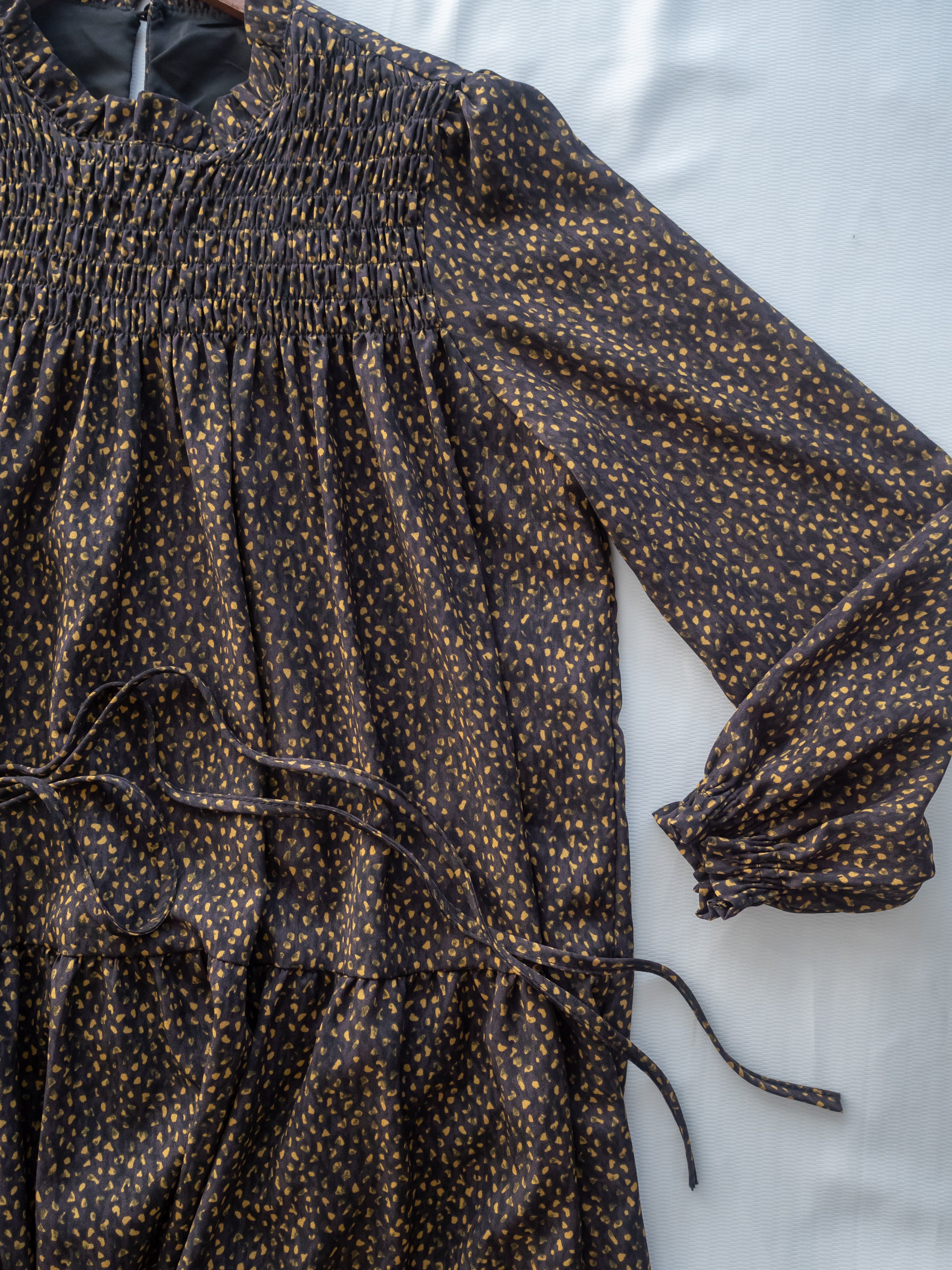 French Dress 法式碎石紋胸前皺褶裙 / DS1053