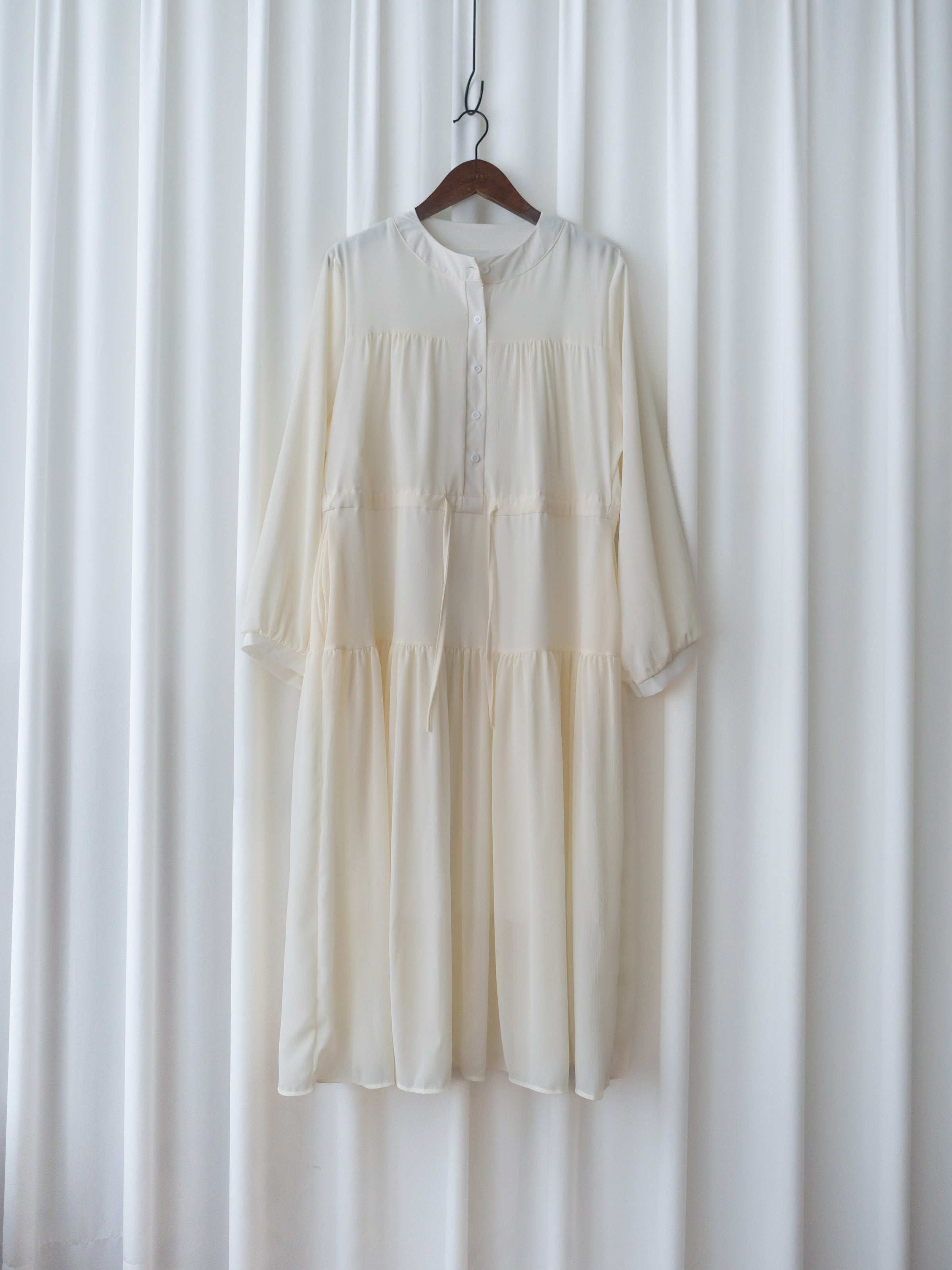 Alice Dress 雪紡飄逸圓領排釦連身裙/ DS1055 (pre-order 1月25截單)