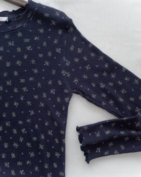 Waffle Floral Top 碎花暗格木耳邊上衣 / TP9204 (pre-order navy 1月25截單)