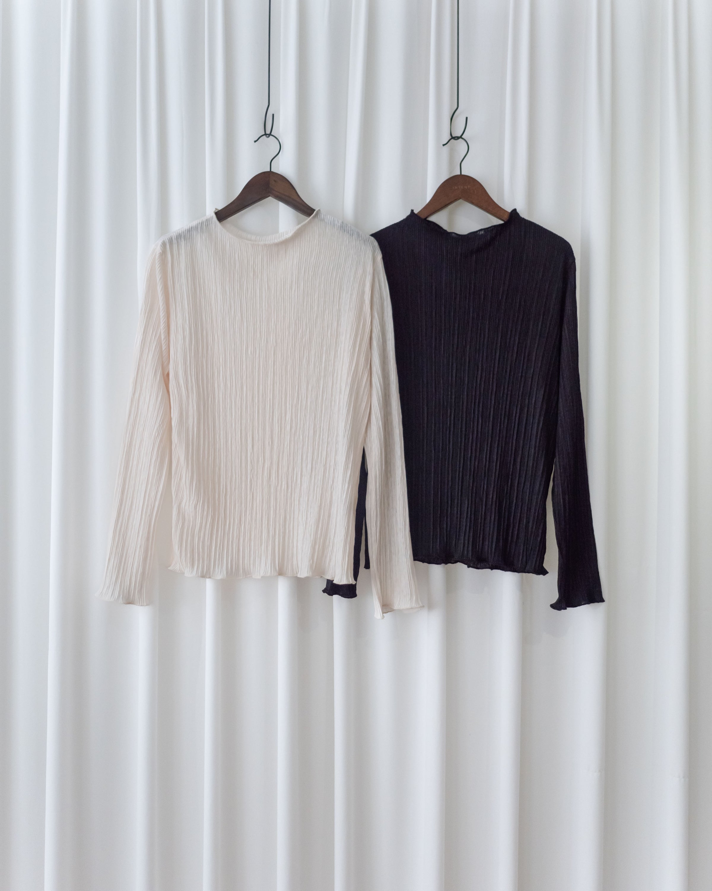 Ruffle Collar Top 直條紋皺褶微光澤感上衣/ TP9205 (pre-order ivory)