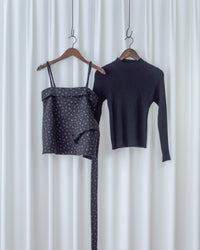 Floral Set 黑色內搭碎花吊帶背心上衣套裝/ SE8101 （pre-order 1月25截單）