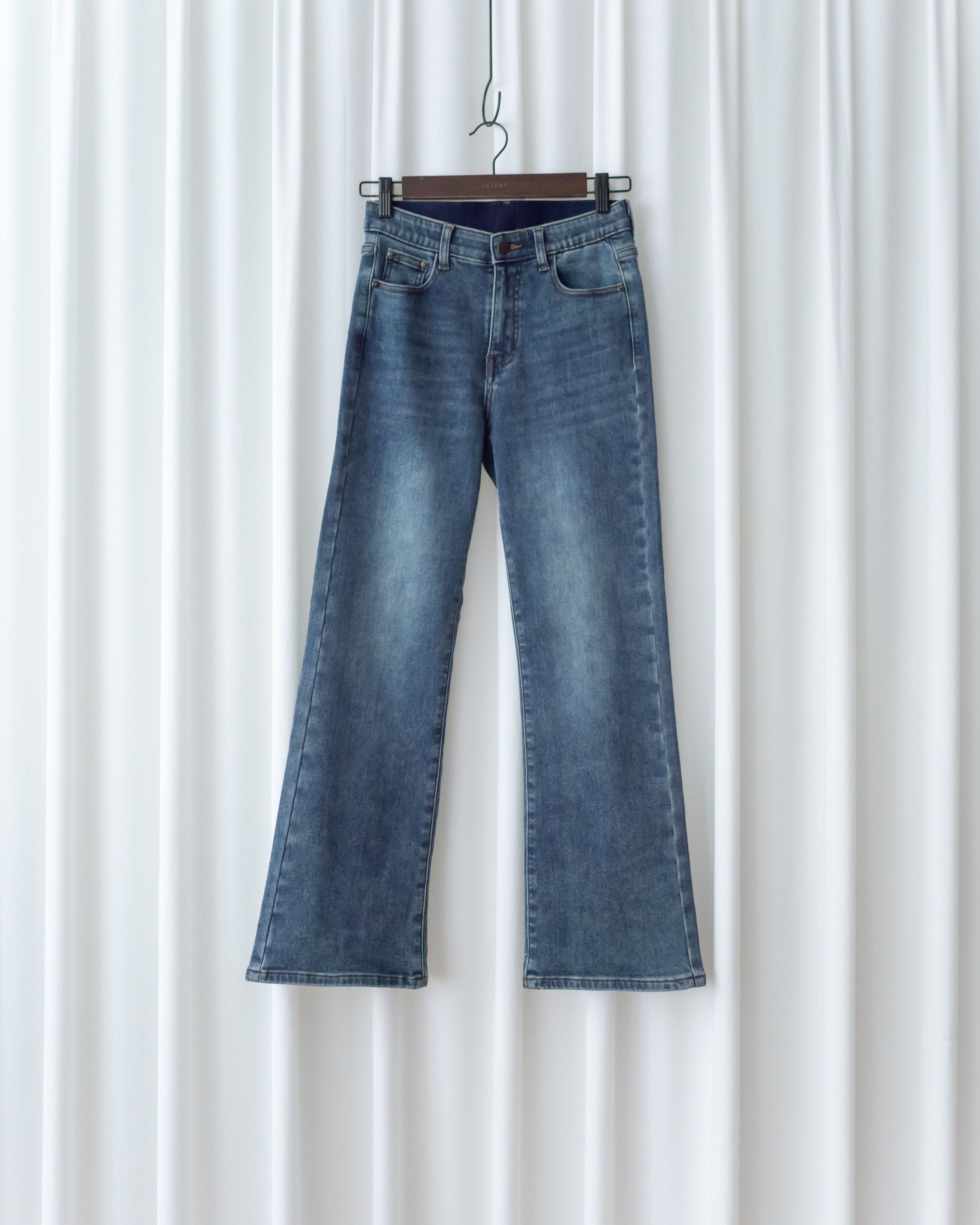 Winter Slim Jeans 高彈力內加絨保暖直筒牛仔褲/ PT8474