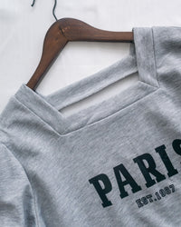 Paris Square Neck Dress 字母方領束繩修腰連身裙/ DS1057 (pre-order black)