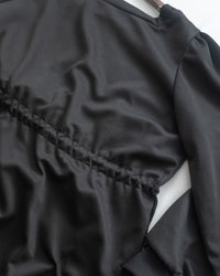 Paris Square Neck Dress 字母方領束繩修腰連身裙/ DS1057 (pre-order black)