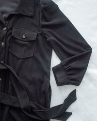 French Dress 燈芯絨暗條紋簡約口袋連身裙或外套/ DS1058 (Pre-order black 2月5日截單)