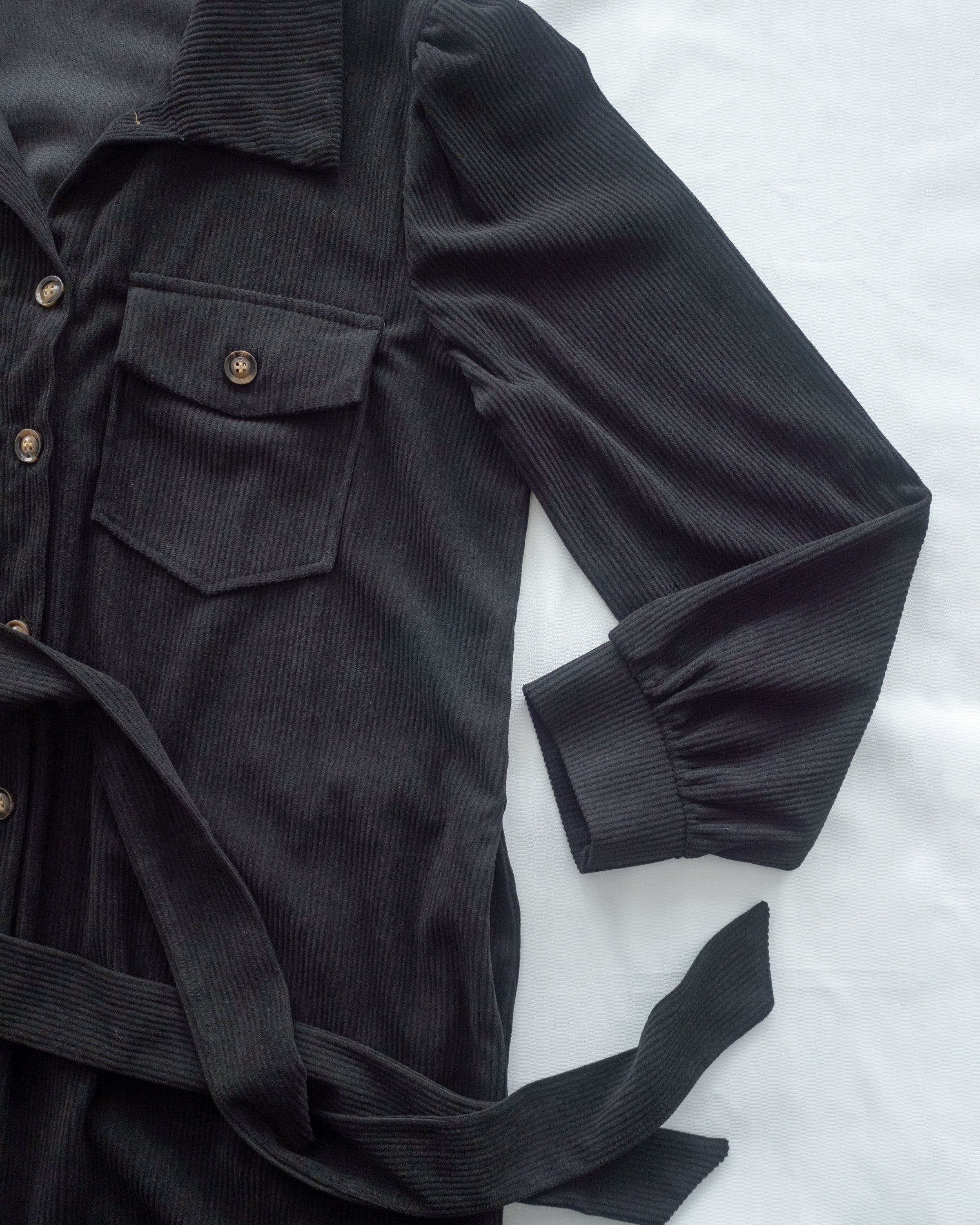 French Dress 燈芯絨暗條紋簡約口袋連身裙或外套/ DS1058 (Pre-order black 2月5日截單)