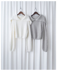 Sophie Knit Top 親膚針織大翻領V領上衣/ KT8193 (pre-order white)