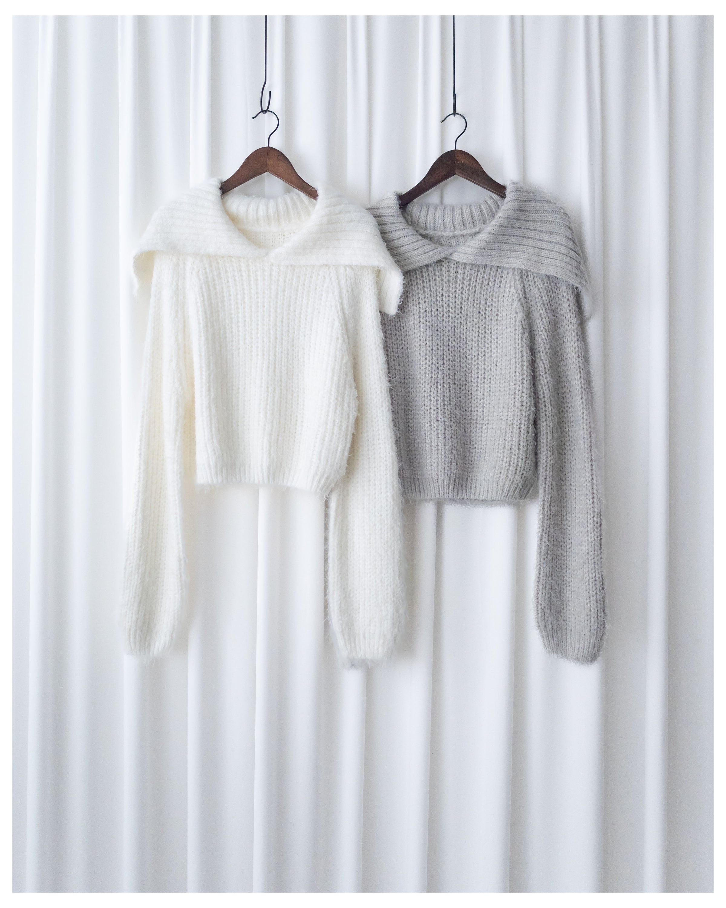 Sophie Knit Top 親膚針織大翻領V領上衣/ KT8193 (pre-order white)