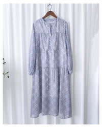 AliceBlue Check Dress 愛麗絲雪紡藍色菱格口袋連身裙/ DS1062 （pre-order 1月25日)