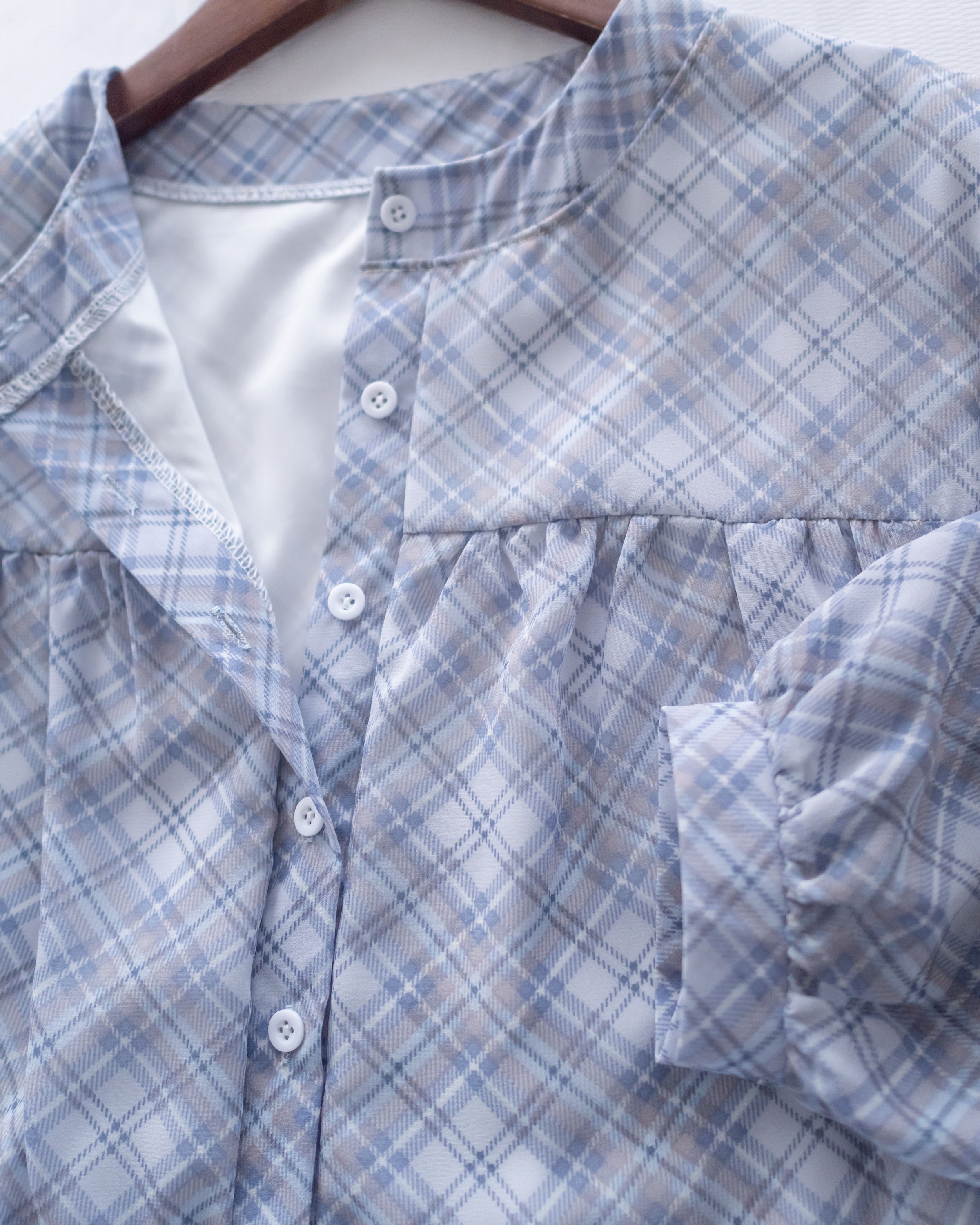 AliceBlue Check Dress 愛麗絲雪紡藍色菱格口袋連身裙/ DS1062 （pre-order 1月25日)