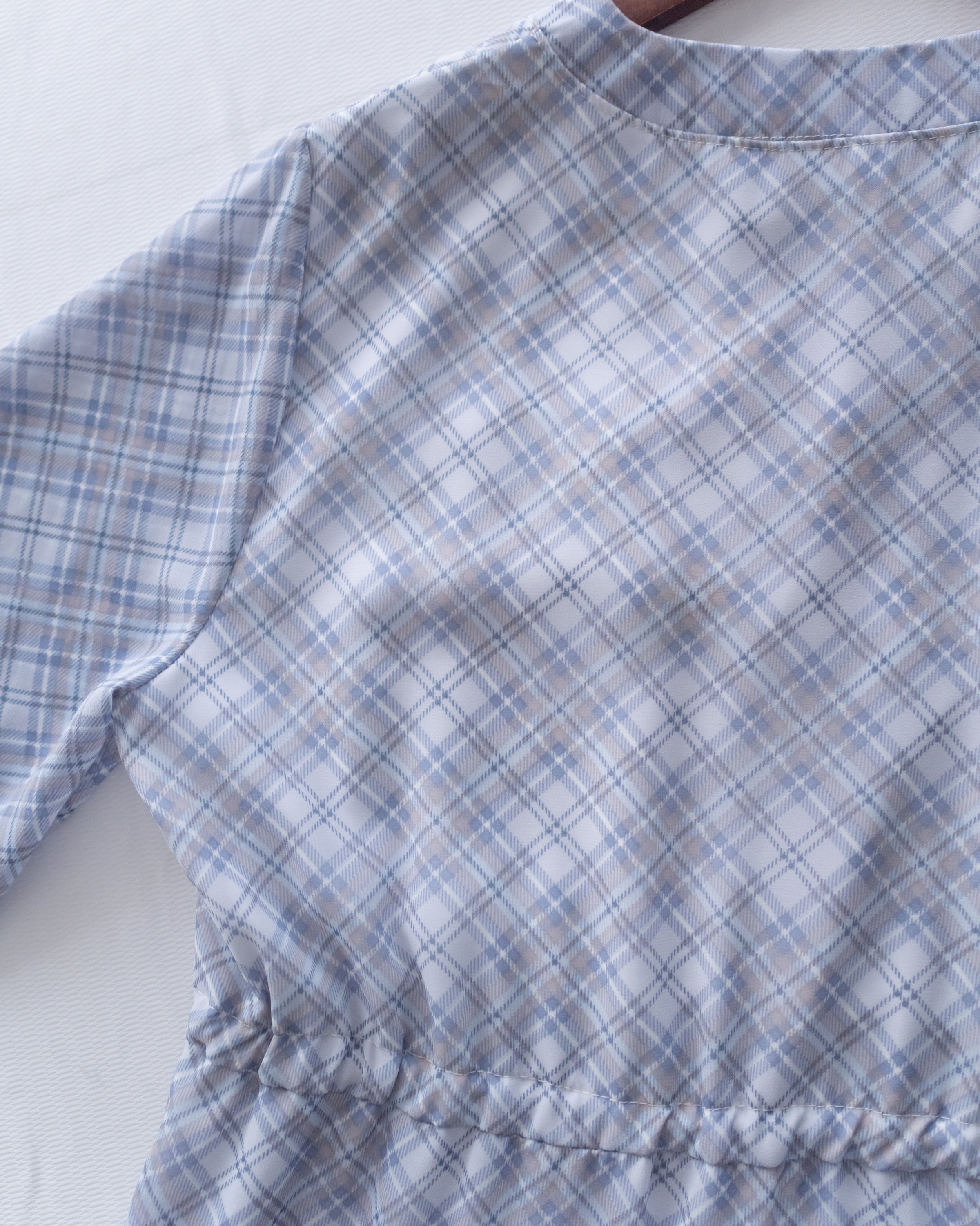 AliceBlue Check Dress 愛麗絲雪紡藍色菱格口袋連身裙/ DS1062 （pre-order 1月25日)