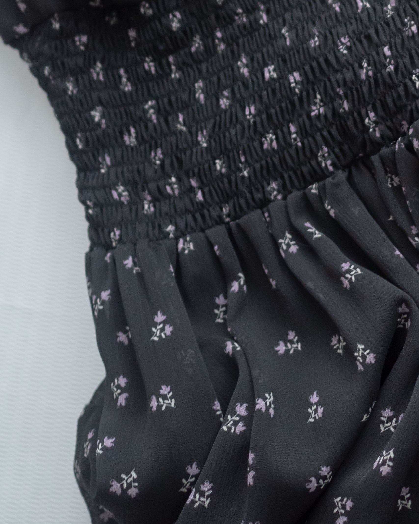 Star Floral Dress 雪紡星花木耳邊修腰連身裙/ DS1064 (Pre-order 2月5日截單)