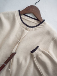 Pleated Cardigan Dress 小香風拼色針織外套假兩件百褶長裙/ DS1067 (pre-order 2月5日截單)