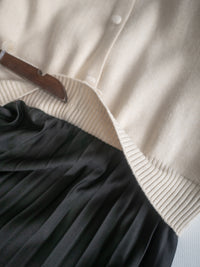 Pleated Cardigan Dress 小香風拼色針織外套假兩件百褶長裙/ DS1067 (pre-order 2月5日截單)