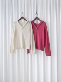 V-neck Hooded Knit Top 連帽 V 領針織上衣/ TP9207