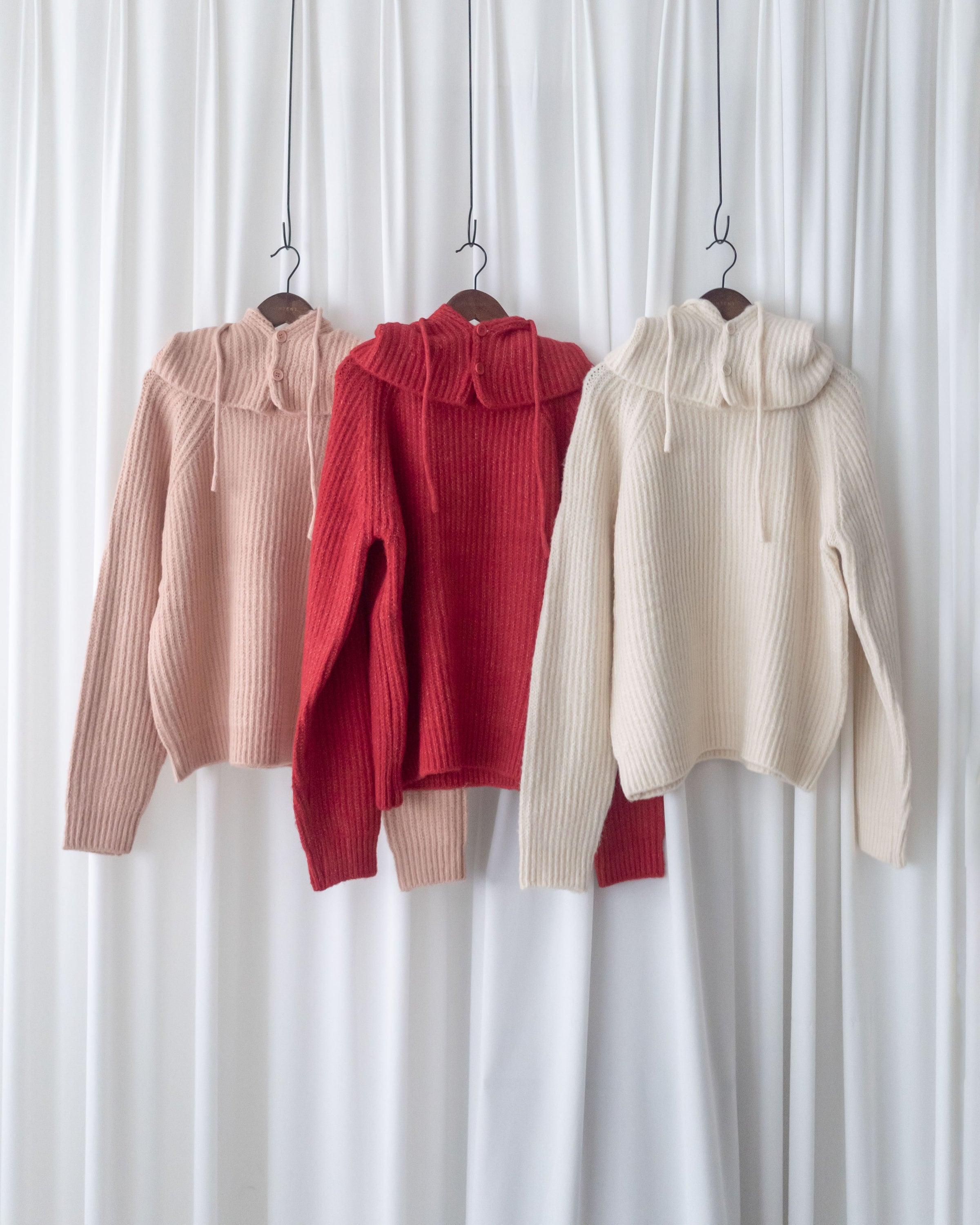 Detachable Hood Knit Top 可拆式連帽圓領針織衫 / KT8194 (Pre-order pink/ Ivory 2月5日截單)